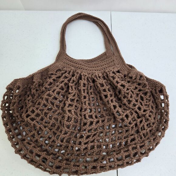 other Handbags - Handmade Cotton Crochet Market Bag - Brown Earth Tones - Large